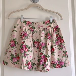 Floral Aline Buttoned Up Mini Skirt